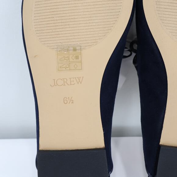 J.Crew Factory Sueded Bow Slip-On Mules Navy Blue Size 6.5 NWT - Picture 9 of 9